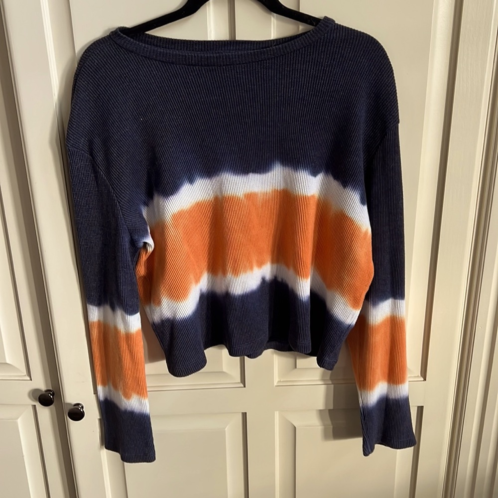 Ribbed Long Sleeve Stripped Top, Size L